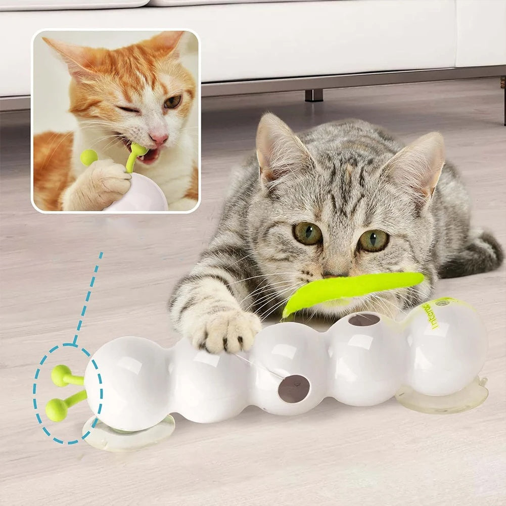 Supplier photograph of the white and green motion-activated cat teaser